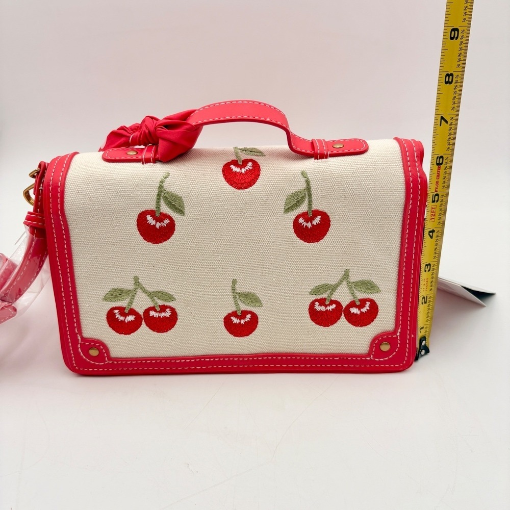 Steve Madden BMAZIE Cherry Embroidered Crossbody‎ Bag Red White Polka Dot Scarf - Picture 11 of 16